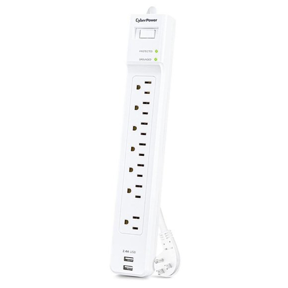 Cyber Power Other - CyberPower 210Q0201 Outlet Surge Protector Power Strip W/ 2-USB 12.5" Long